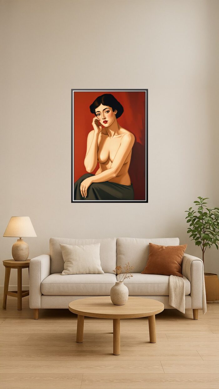 Pin-Up Portrait Art Print - Classic Figure on Red picture