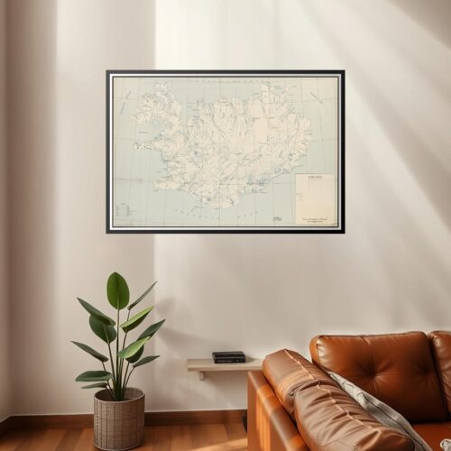 Vintage Map of Iceland Poster – Classic Nordic Cartography | Perfect Gift picture