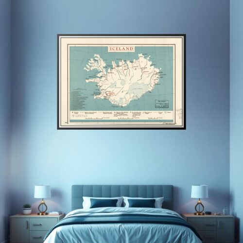 Vintage Iceland Map Poster – Mid-Century Nordic Charm | Perfect Gift picture