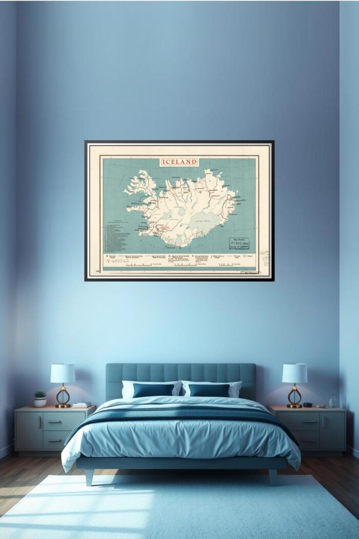 Vintage Iceland Map Poster – Mid-Century Nordic Charm | Perfect Gift picture