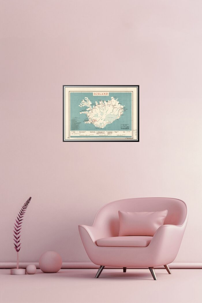 Vintage Iceland Map Poster – Mid-Century Nordic Charm | Perfect Gift picture