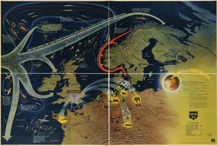 Vintage WWII North Sea Map Poster – Historic War Strategy Art | Perfect Gift picture