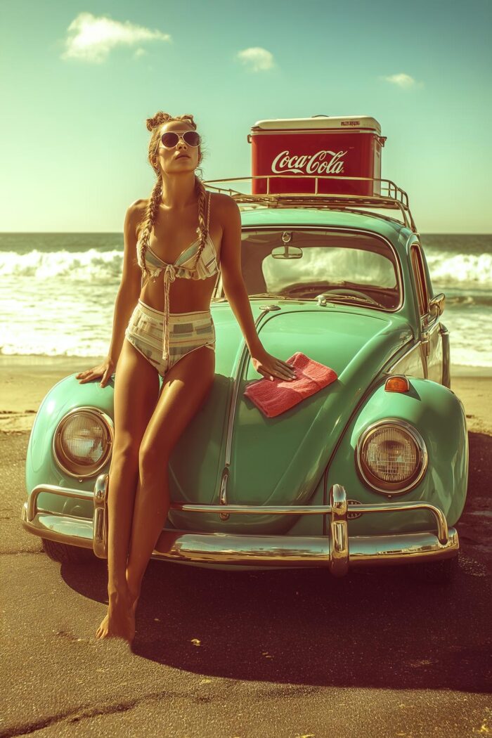 Retro Beach Girl Poster – Summer Vibes & Vintage Cool | Great Gift picture