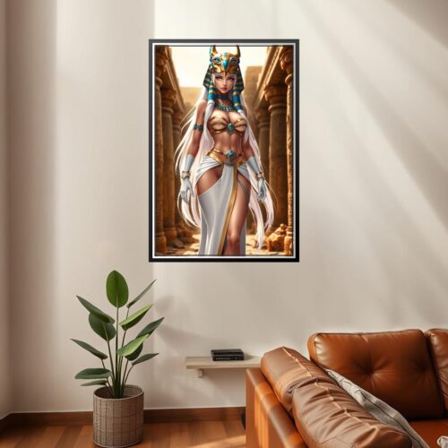 Fantasy Egyptian Goddess Poster – Powerful Beauty in Gold & White | Great Gift picture