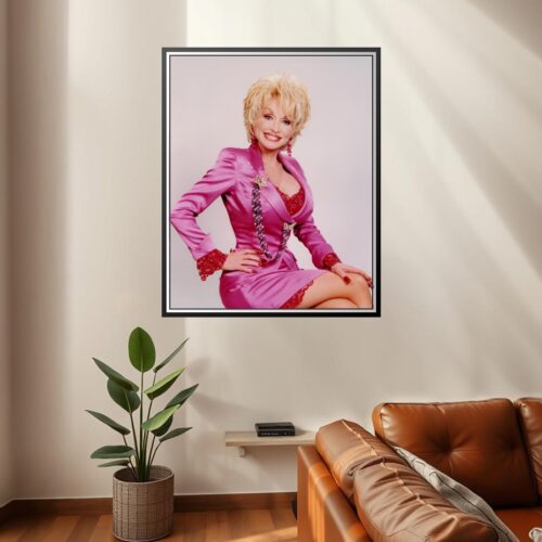 Glamorous Dolly Parton Poster – Iconic Elegance in Fuchsia | Great Gift picture