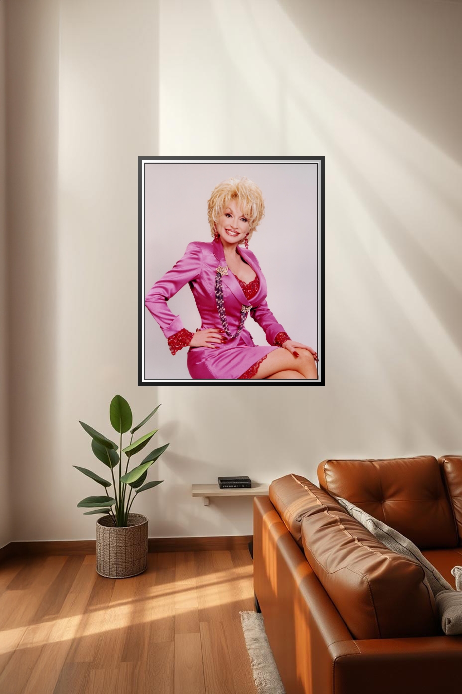 Glamorous Dolly Parton Poster – Iconic Elegance in Fuchsia | Great Gift picture