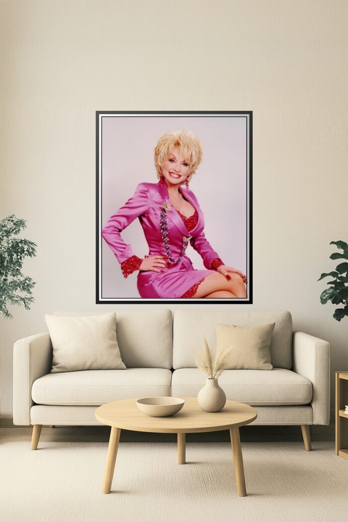 Glamorous Dolly Parton Poster – Iconic Elegance in Fuchsia | Great Gift picture