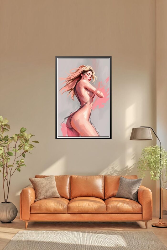 Digital Art Portrait Print - Woman with Flowing Blonde Hair picture