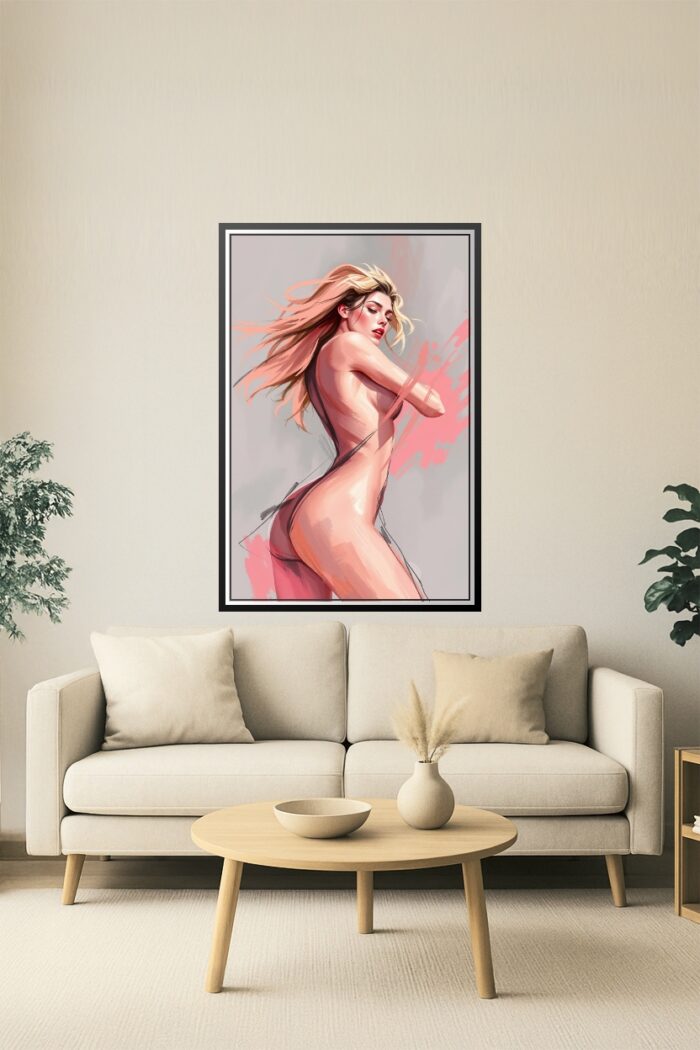 Digital Art Portrait Print - Woman with Flowing Blonde Hair picture