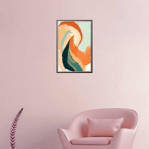 Abstract Fluid Art Print - Orange, Teal, and Navy Swirl picture