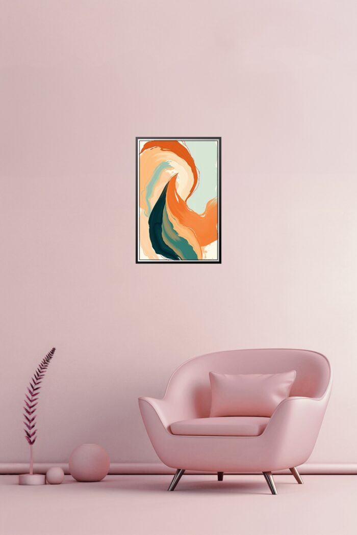 Abstract Fluid Art Print - Orange, Teal, and Navy Swirl picture