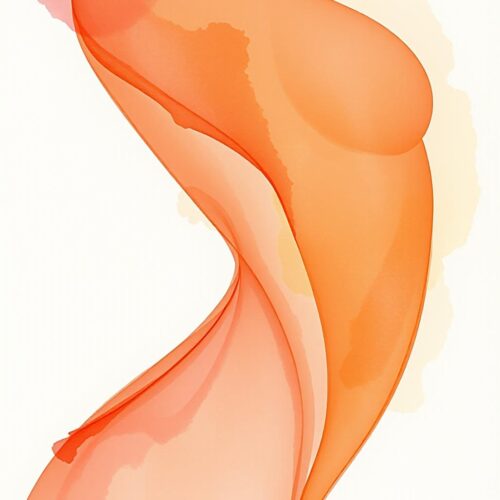 Abstract Fluid Art Print - Orange Tones on White picture