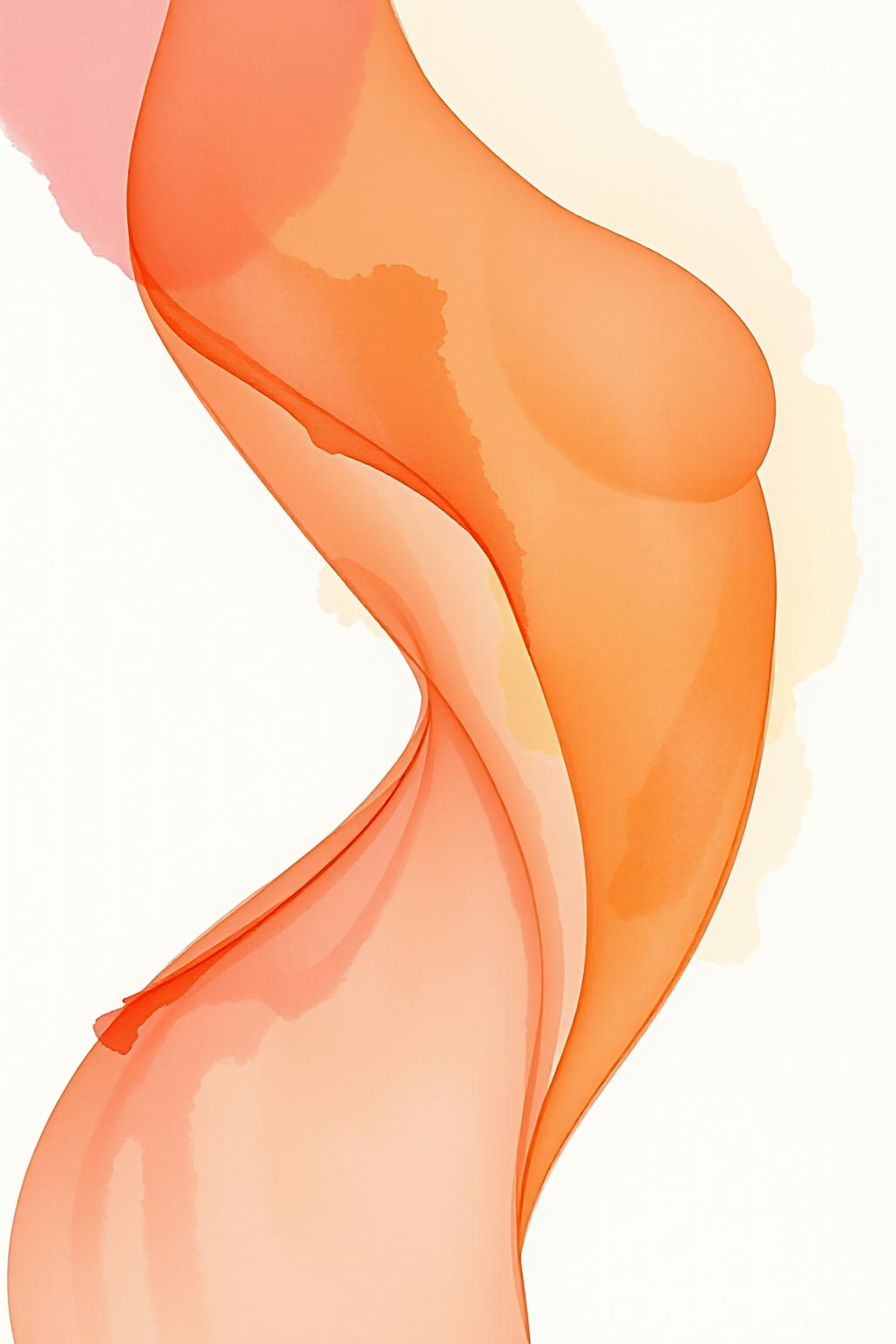 Abstract Fluid Art Print - Orange Tones on White picture