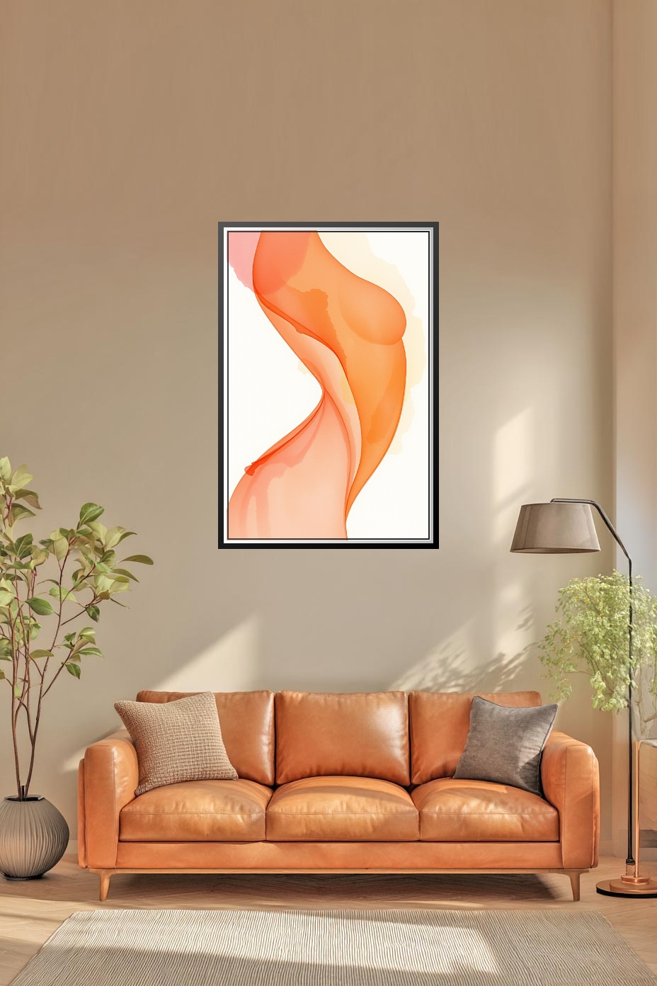 Abstract Fluid Art Print - Orange Tones on White picture