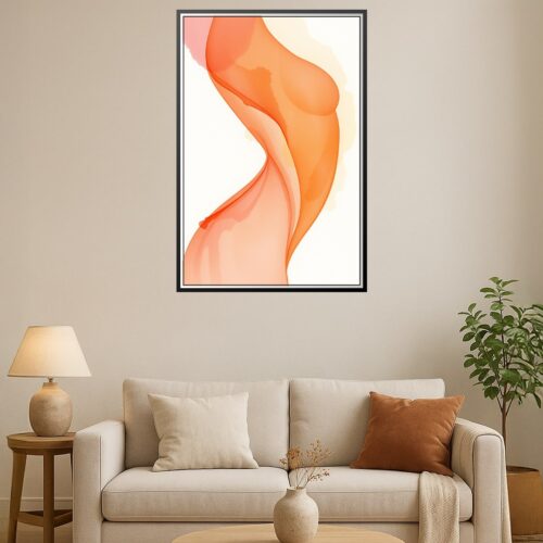 Abstract Fluid Art Print - Orange Tones on White picture