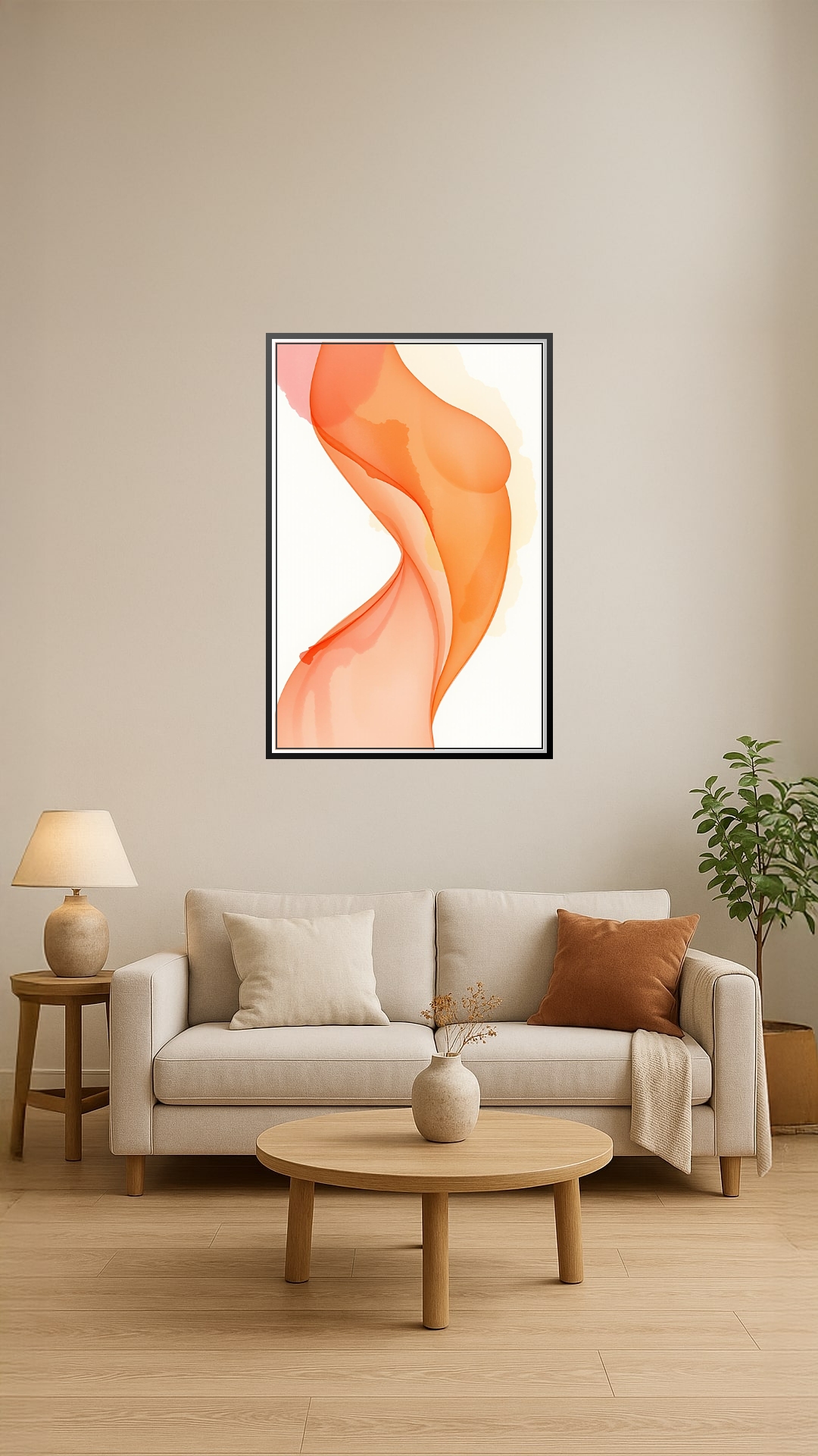 Abstract Fluid Art Print - Orange Tones on White picture
