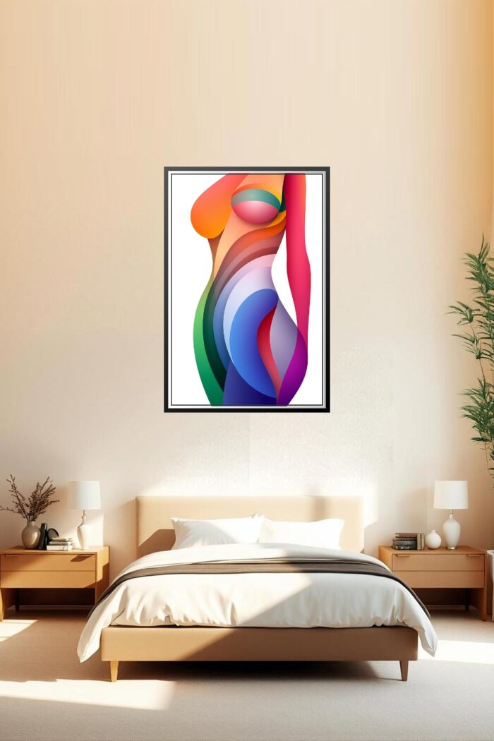 Abstract Geometric Art Print - Rainbow Figure Study picture