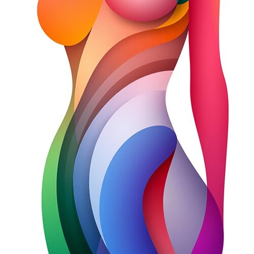 Abstract Geometric Art Print - Rainbow Figure Study picture