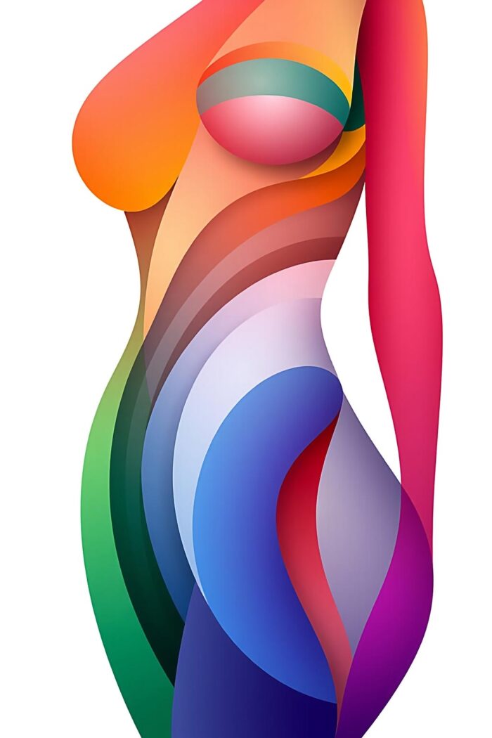 Abstract Geometric Art Print - Rainbow Figure Study picture