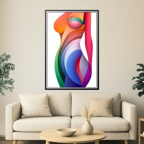 Abstract Geometric Art Print - Rainbow Figure Study picture