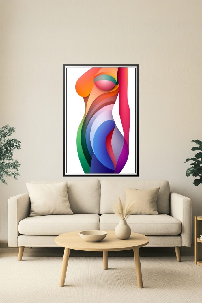 Abstract Geometric Art Print - Rainbow Figure Study picture