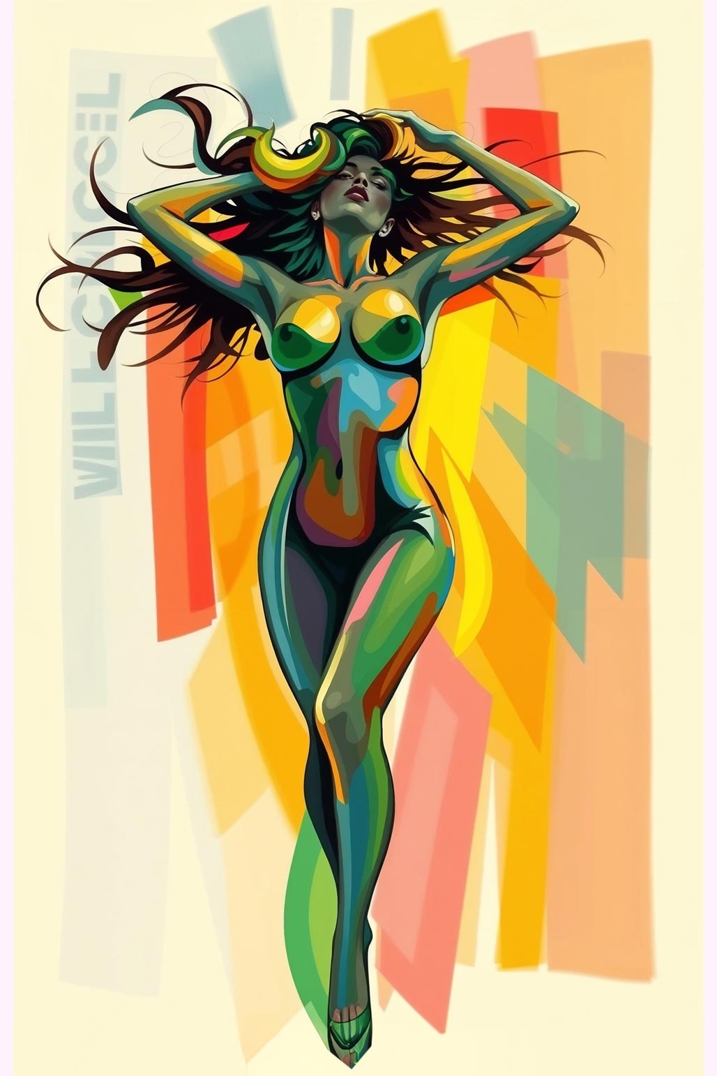 Pop Art Female Silhouette Poster – Bold and Colorful | Great Gift picture