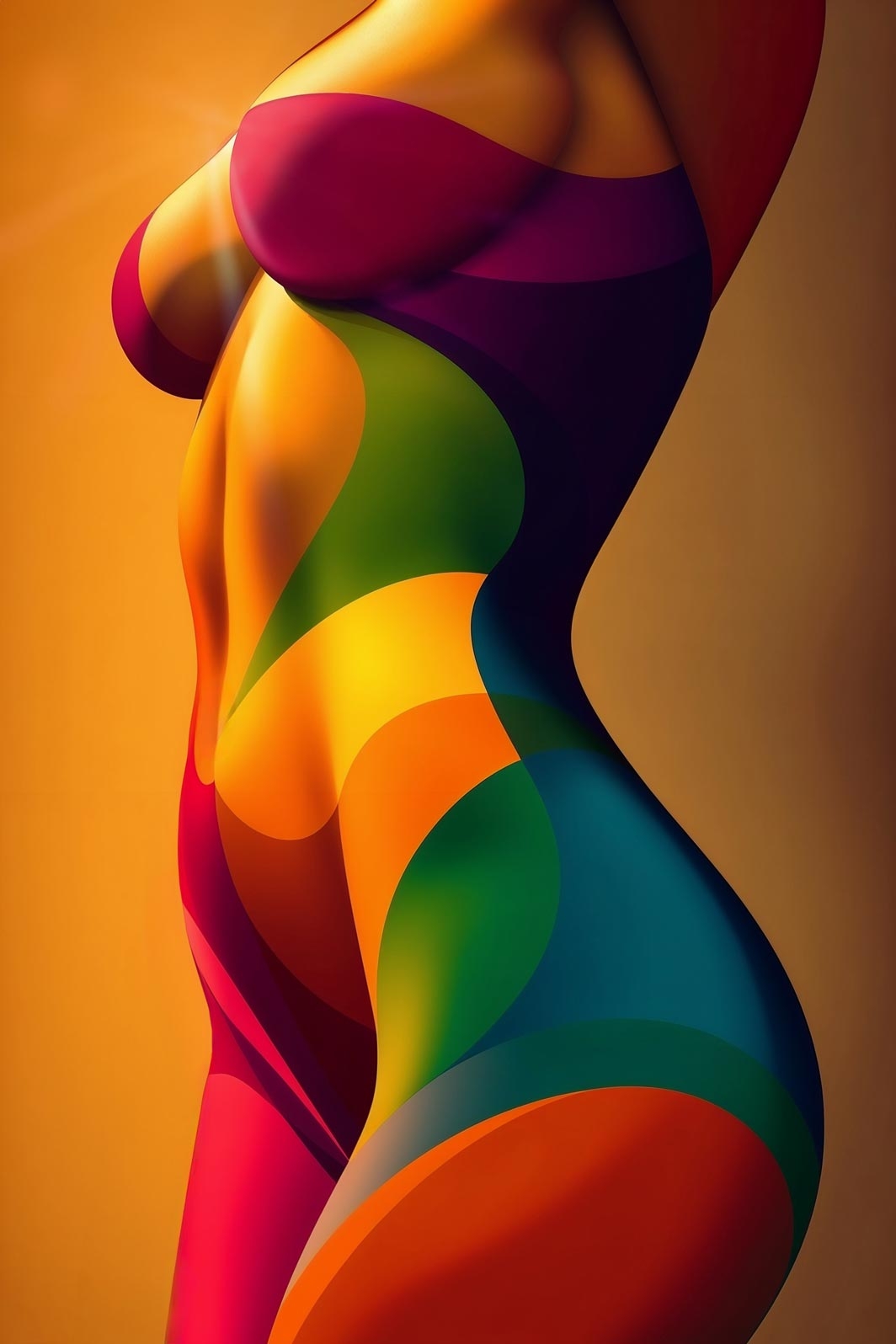 Abstract Female Form Poster – Colorful Curves of Passion | Great Gift picture