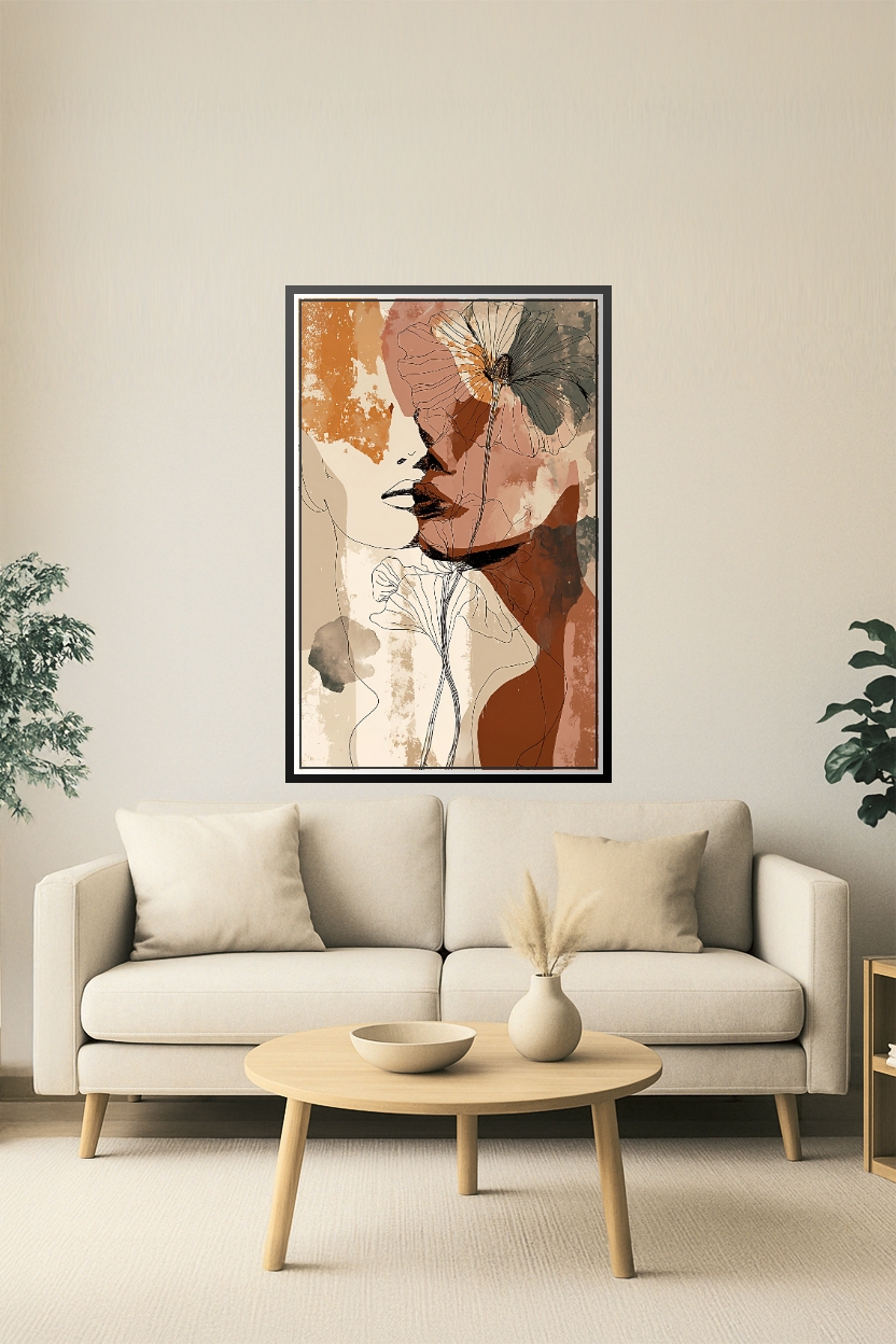 Boho Line Art Floral Poster – Earthy Elegance and Serenity | Great Gift picture