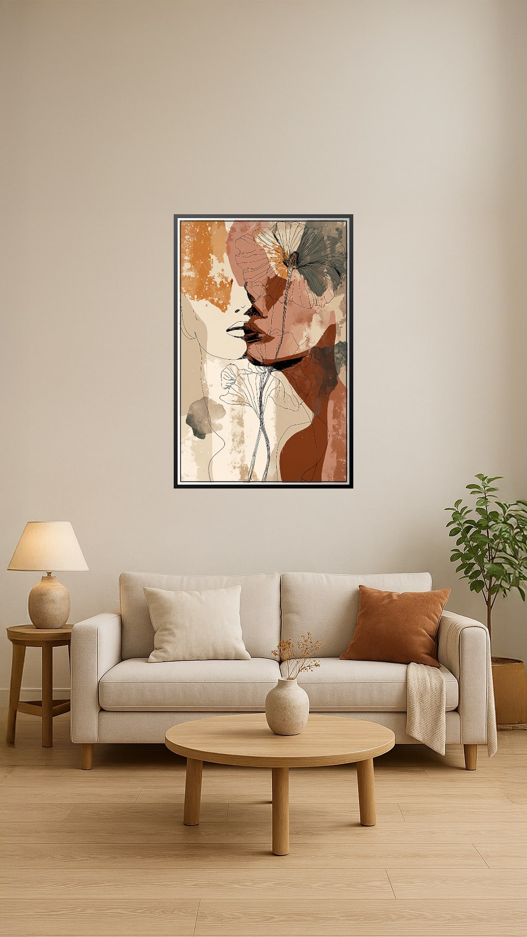 Boho Line Art Floral Poster – Earthy Elegance and Serenity | Great Gift picture
