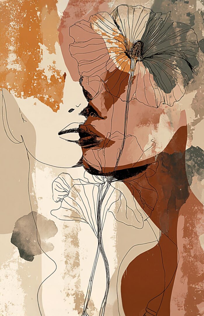 Boho Line Art Floral Poster – Earthy Elegance and Serenity | Great Gift picture