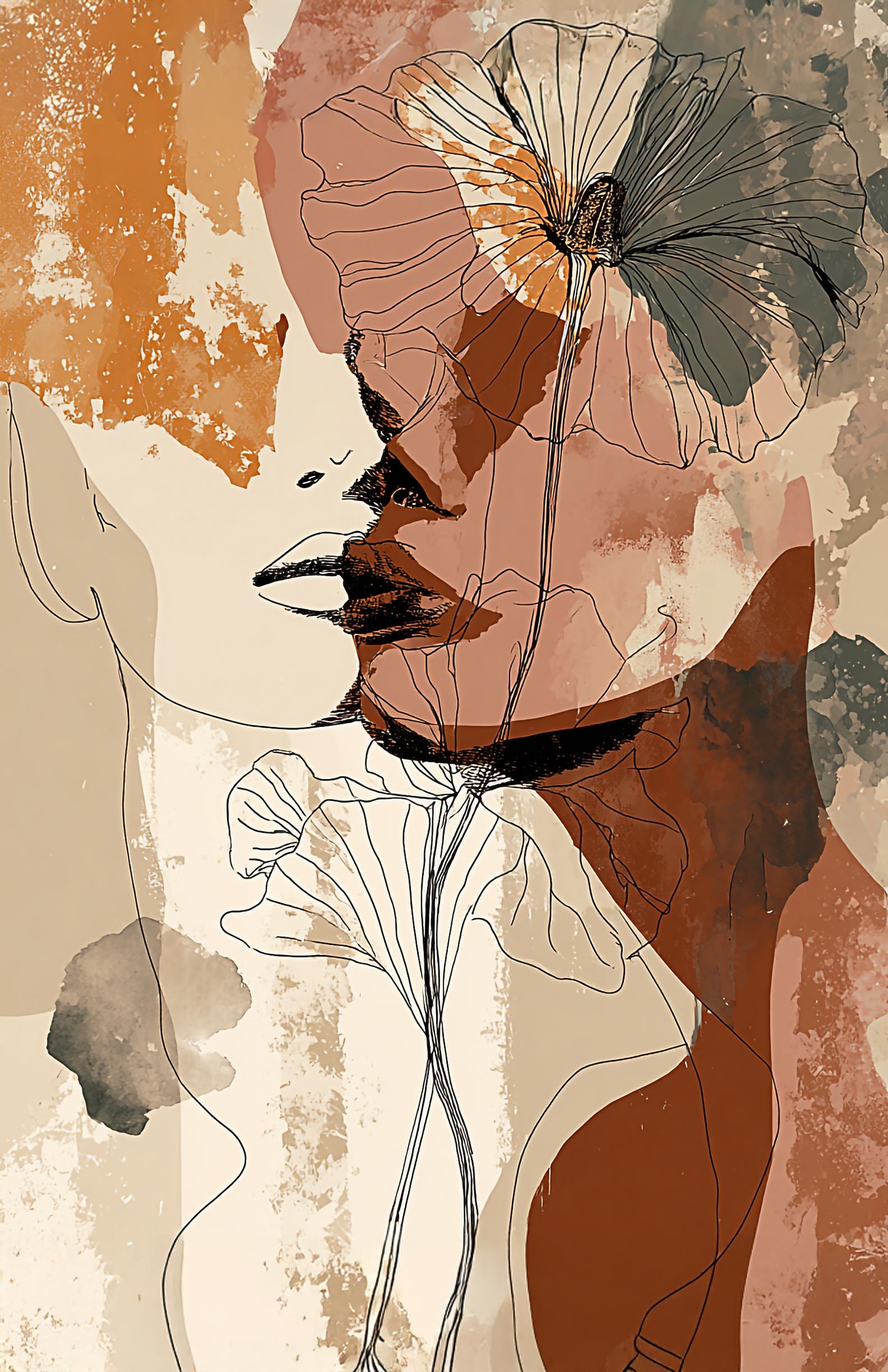 Boho Line Art Floral Poster – Earthy Elegance and Serenity | Great Gift picture