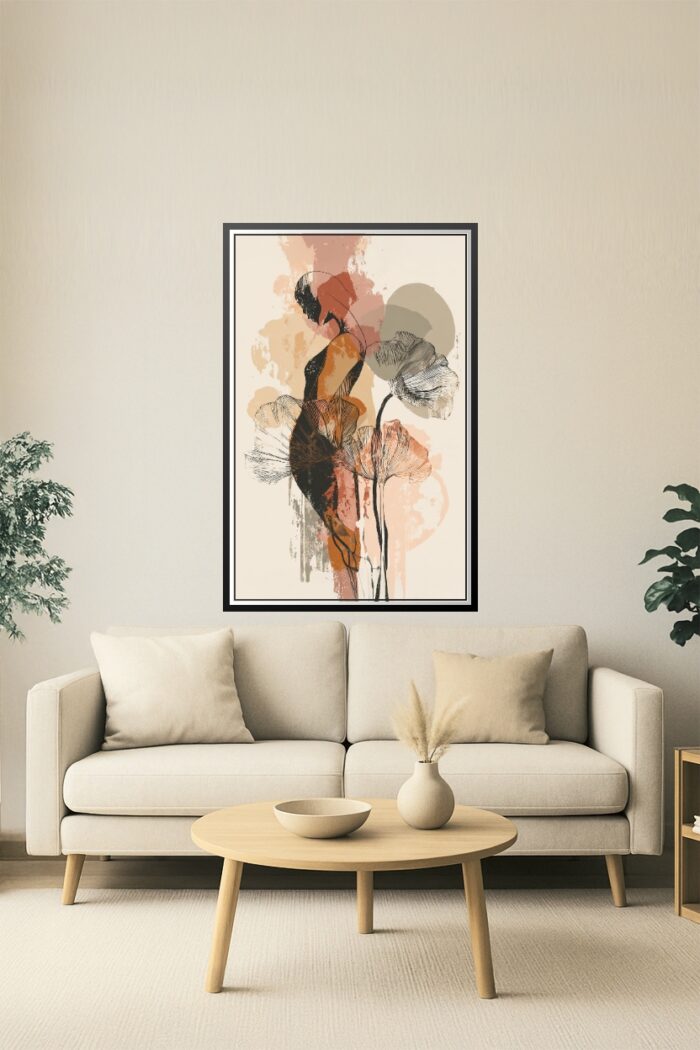 Boho Abstract Woman with Flowers Poster – Earthy Grace and Calm | Great Gift picture