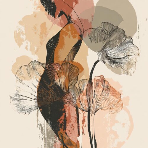 Boho Abstract Woman with Flowers Poster – Earthy Grace and Calm | Great Gift picture