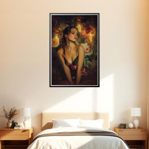 Boho Abstract Woman with Flowers Poster – Earthy Grace and Calm | Great Gift picture