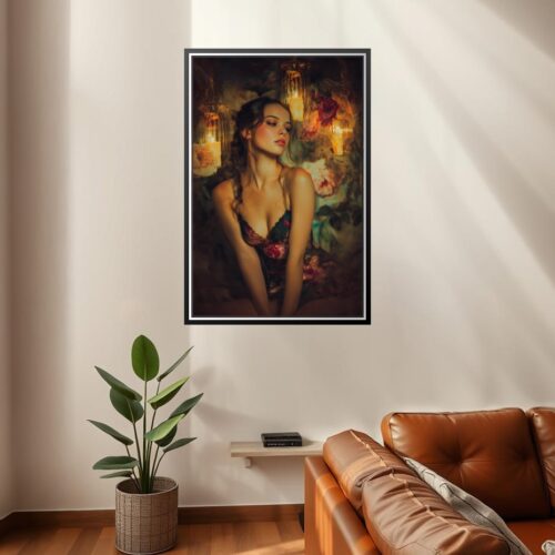 Boho Abstract Woman with Flowers Poster – Earthy Grace and Calm | Great Gift picture