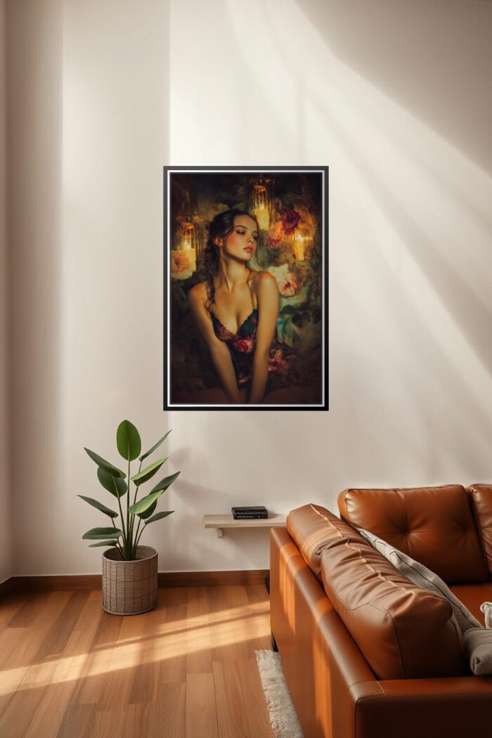 Boho Abstract Woman with Flowers Poster – Earthy Grace and Calm | Great Gift picture