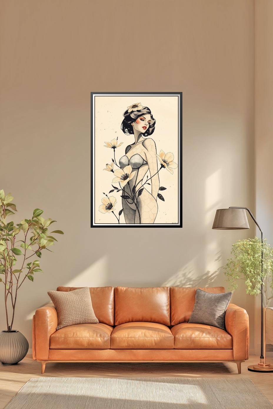 Art Nouveau Floral Woman Poster – Grace and Beauty in Bloom | Great Gift picture