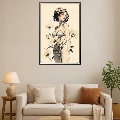 Art Nouveau Floral Woman Poster – Grace and Beauty in Bloom | Great Gift picture