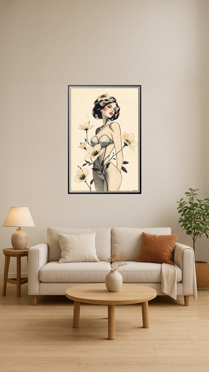 Art Nouveau Floral Woman Poster – Grace and Beauty in Bloom | Great Gift picture