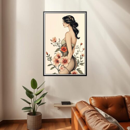 Art Nouveau Floral Woman Poster – Timeless Grace and Beauty | Great Gift picture