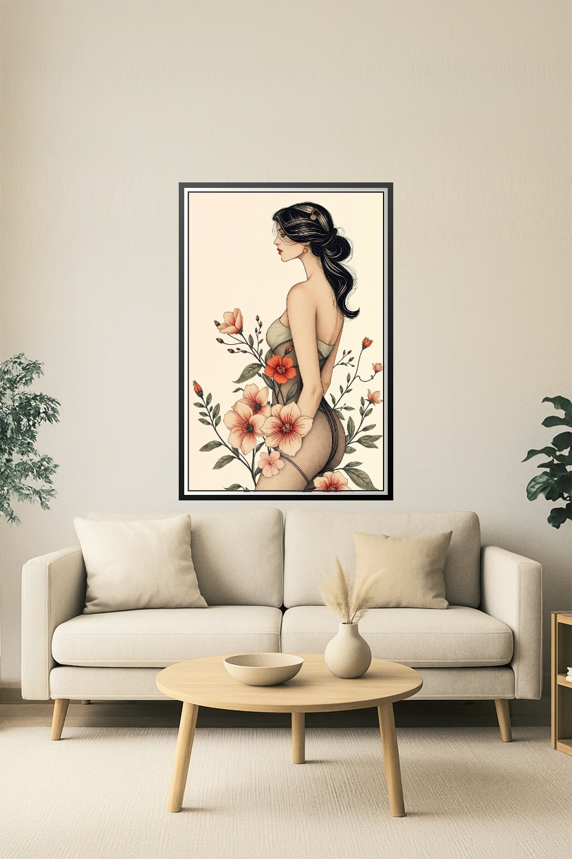 Art Nouveau Floral Woman Poster – Timeless Grace and Beauty | Great Gift picture