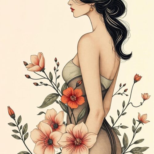 Art Nouveau Floral Woman Poster – Timeless Grace and Beauty | Great Gift picture