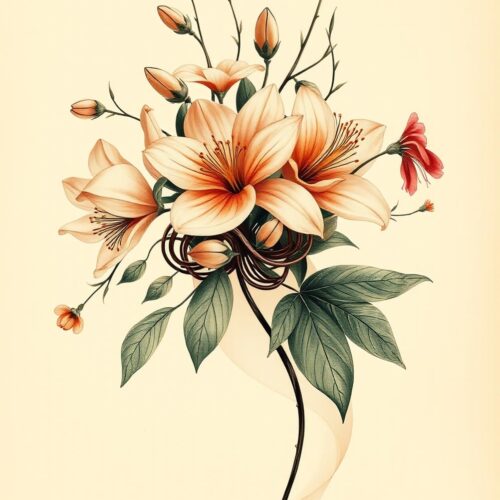 Art Nouveau Floral Bouquet Poster – Elegant Nature Harmony | Great Gift picture