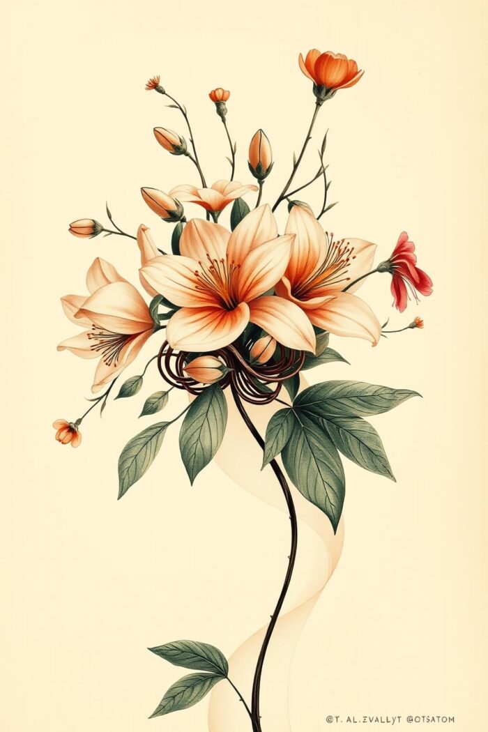 Art Nouveau Floral Bouquet Poster – Elegant Nature Harmony | Great Gift picture