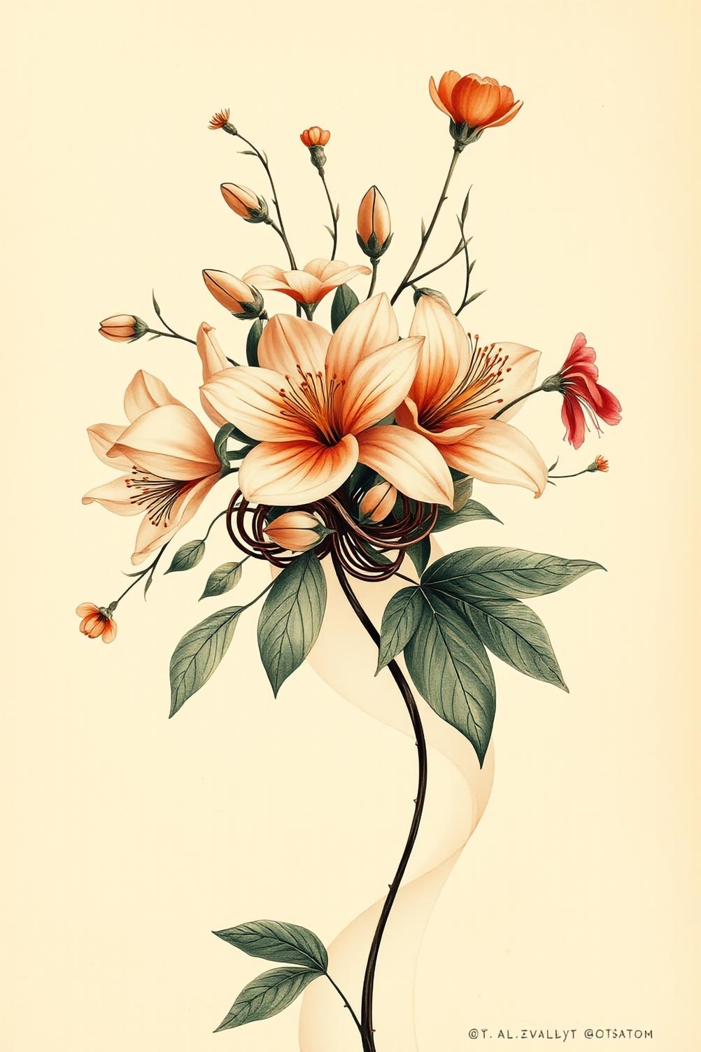 Art Nouveau Floral Bouquet Poster – Elegant Nature Harmony | Great Gift picture