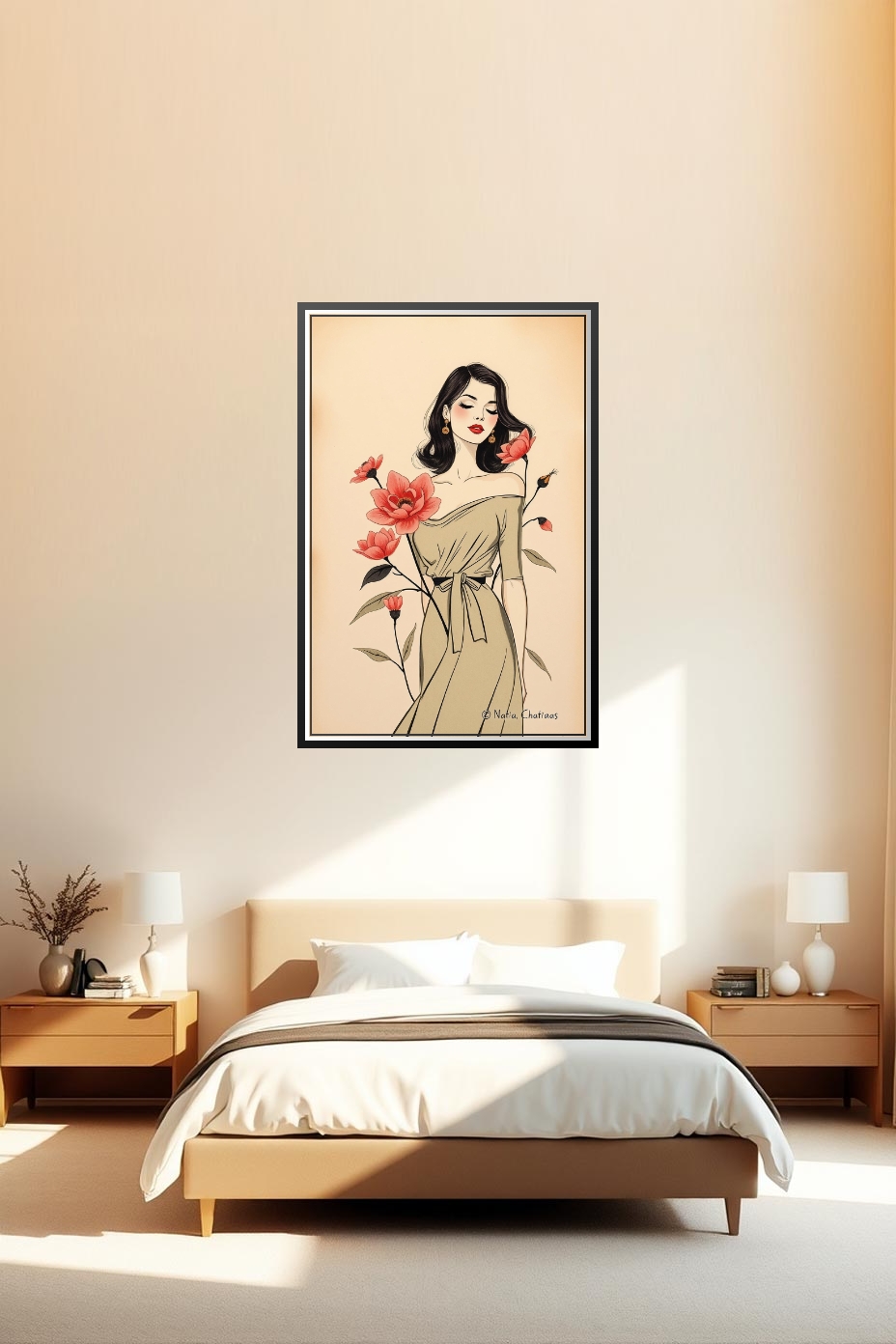 Art Nouveau Woman with Flowers Poster – Classic Elegance & Grace | Great Gift picture