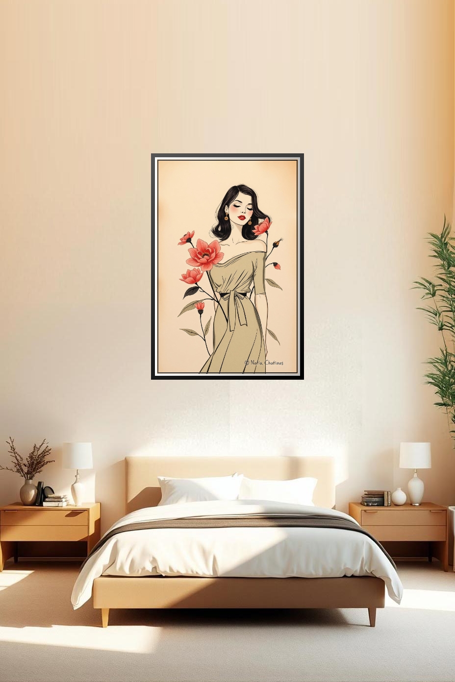 Art Nouveau Woman with Flowers Poster – Classic Elegance & Grace | Great Gift picture