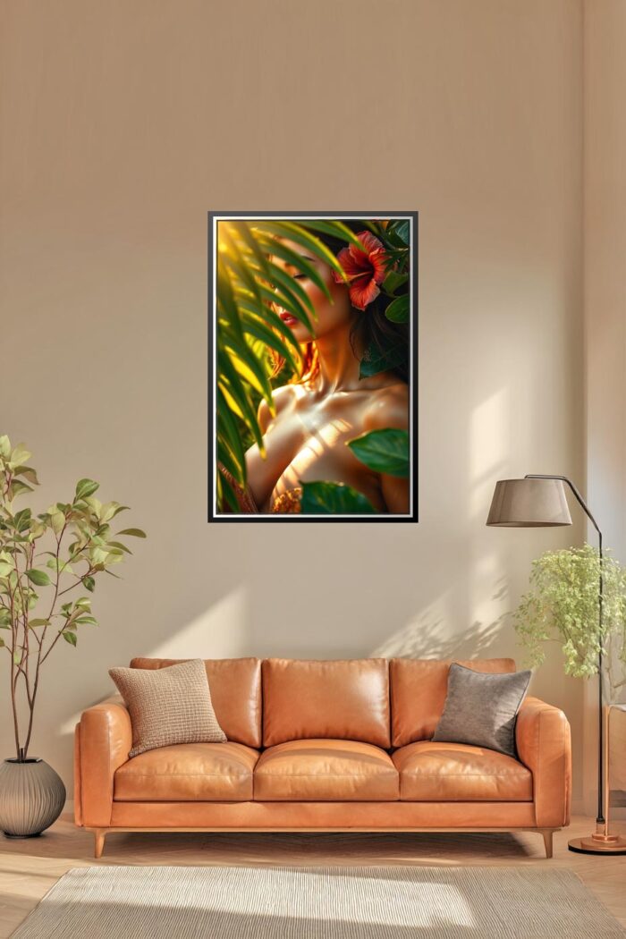 Tropical Woman Poster – Golden Sun & Hibiscus Glow | Great Gift picture