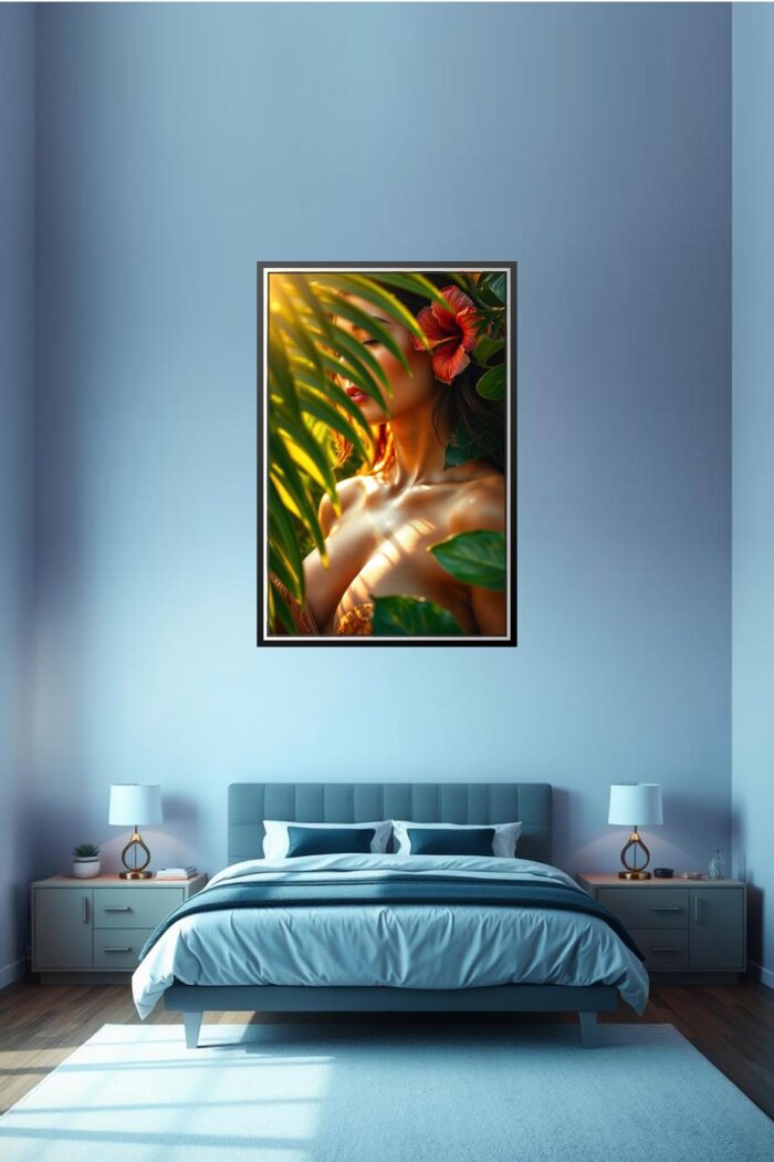 Tropical Woman Poster – Golden Sun & Hibiscus Glow | Great Gift picture