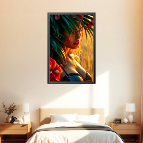Exotic Tropical Rain Woman Poster – Golden Heat & Passion | Great Gift picture